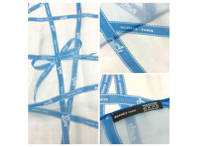 Hermès Mousseline Schal Bolduc Hermes Blau - Ansicht 3