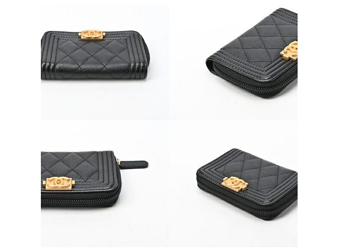 Monedero redondo Chanel Boy Negro Dorado - vista 4