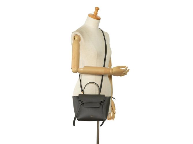 Belt Bag Céline Celine Nano Gürteltasche aus grauem Leder Braun - Ansicht 11