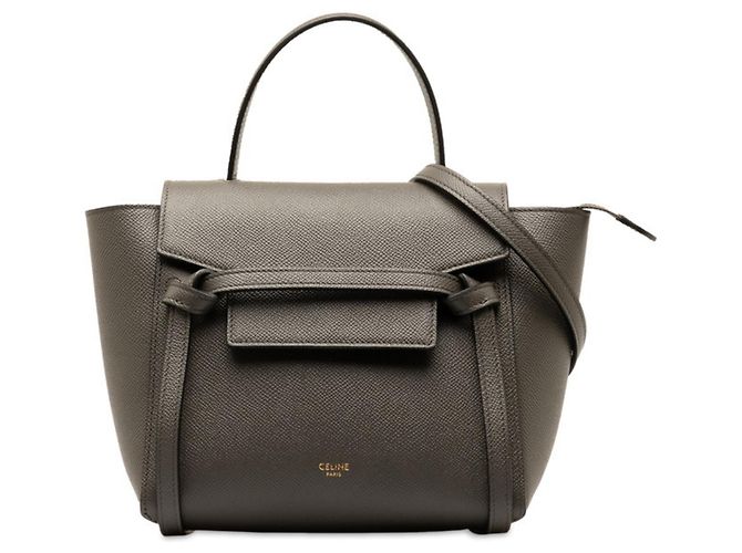 Belt Bag Céline Celine Nano Gürteltasche aus grauem Leder Braun - Ansicht 2