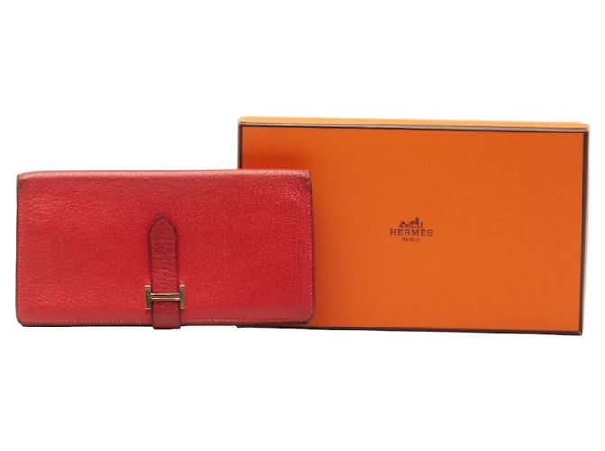 Hermès Billetera bi-fold Soufflet Bearn Hermes Roja - vista 11