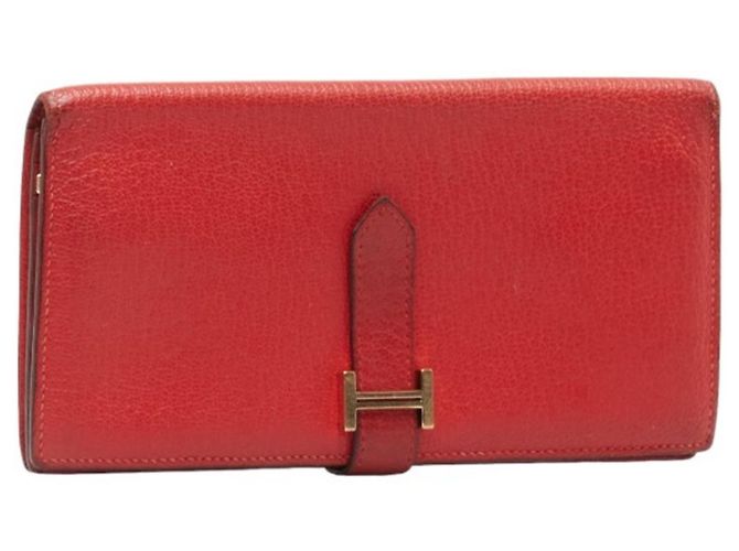 Hermès Billetera bi-fold Soufflet Bearn Hermes Roja - vista 2