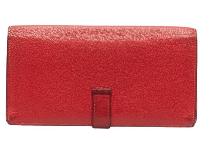 Hermès Billetera bi-fold Soufflet Bearn Hermes Roja - vista 3