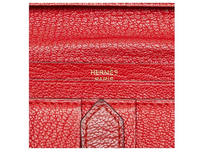 Hermès Billetera bi-fold Soufflet Bearn Hermes Roja - vista 9