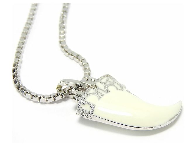 Collana Christian Dior in argento e motivo di zanna bianca Bianco - vista 2