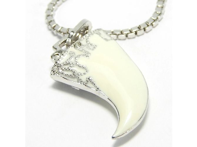 Collana Christian Dior in argento e motivo di zanna bianca Bianco - vista 4