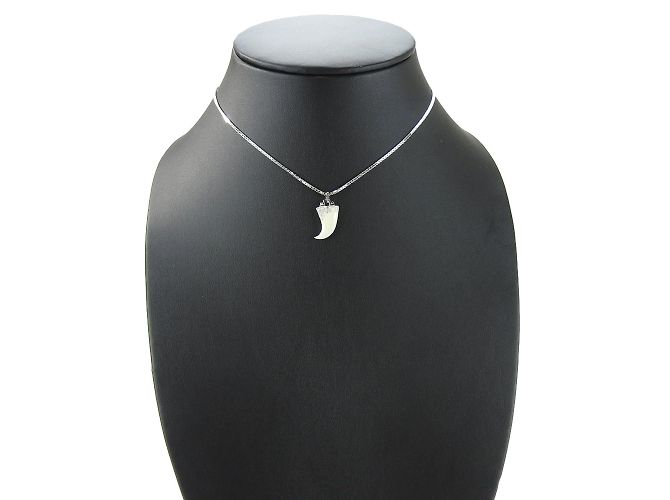 Collana Christian Dior in argento e motivo di zanna bianca Bianco - vista 9