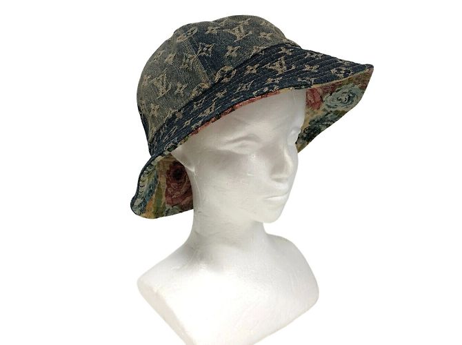 Cappello bucket in denim blu Louis Vuitton - vista 6