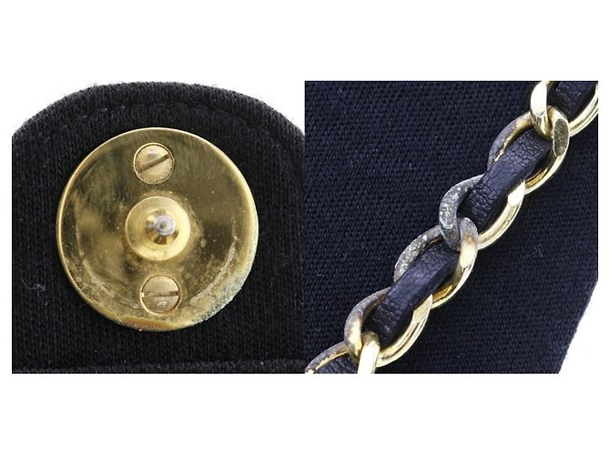 Chanel schwarze Baumwollkettentasche - Ansicht 7