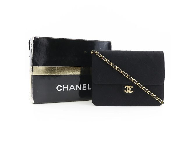 Chanel schwarze Baumwollkettentasche - Ansicht 9