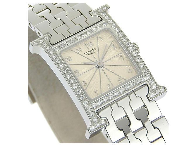 Hermès Reloj H Hermes con bisel de diamantes - vista 3
