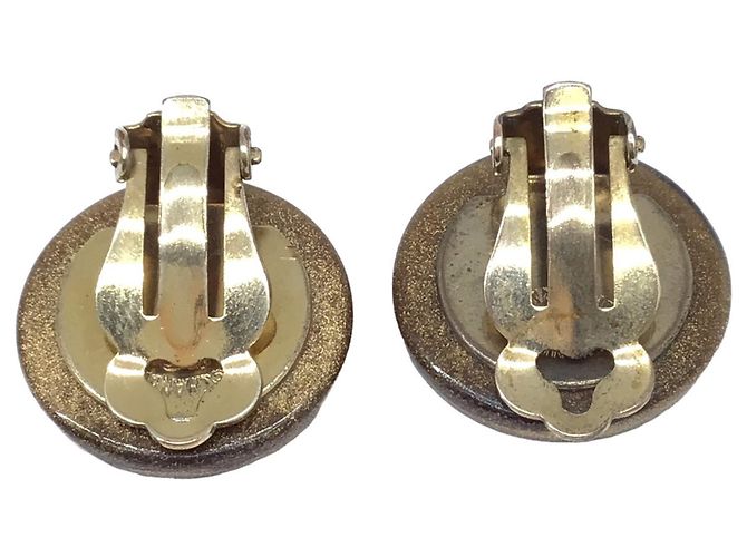 Pendientes Chanel Clover Clip Negro Dorado - vista 3
