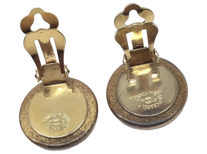Pendientes Chanel Clover Clip Negro Dorado - vista 4