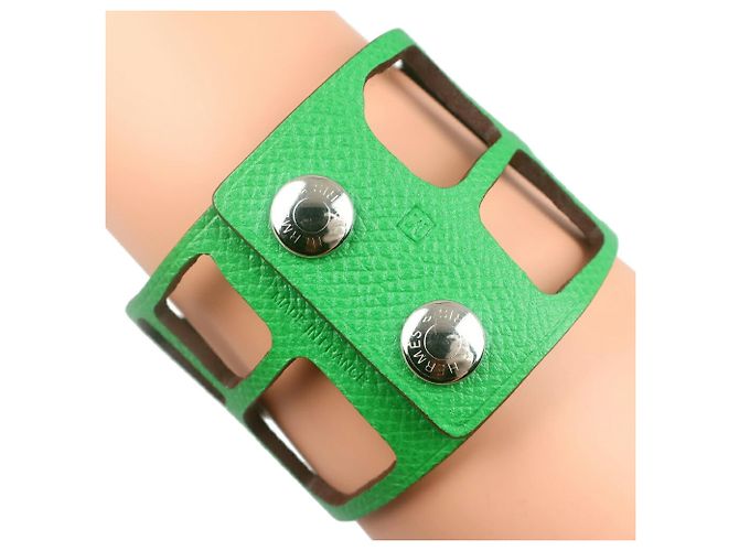 Pulsera Bangle Hermès Petite H Écaille Togo Verde - vista 3