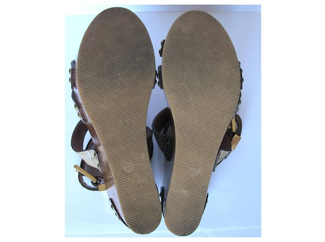 Sandali con zeppa in legno TWIN SET Marrone Beige - vista 10
