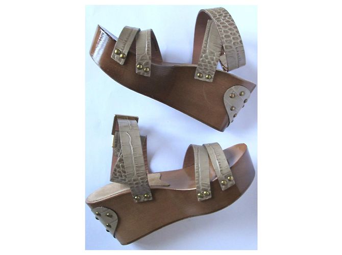 Sandali con zeppa in legno TWIN SET Marrone Beige - vista 11