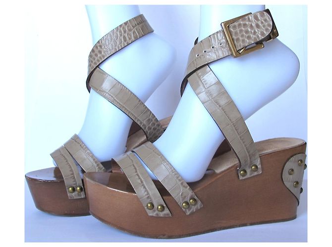 Sandali con zeppa in legno TWIN SET Marrone Beige - vista 2