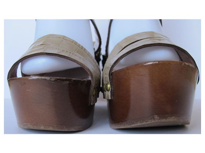 Sandali con zeppa in legno TWIN SET Marrone Beige - vista 5