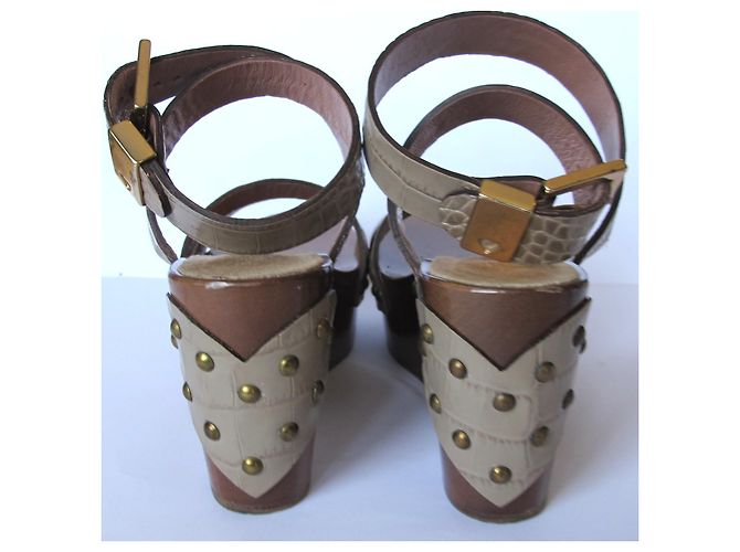 Sandali con zeppa in legno TWIN SET Marrone Beige - vista 6