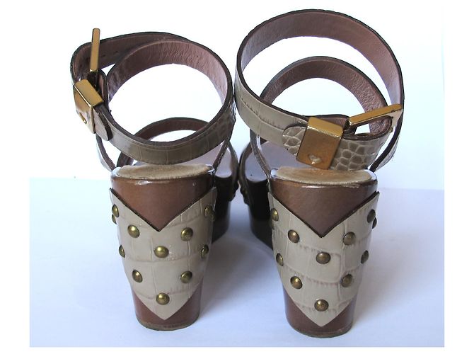 Sandali con zeppa in legno TWIN SET Marrone Beige - vista 7