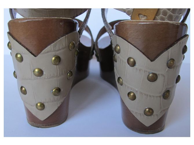 Sandali con zeppa in legno TWIN SET Marrone Beige - vista 8