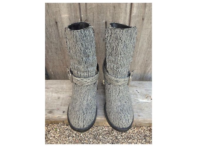 Stivaletti Chloé in pelle e feltro grigio - vista 3