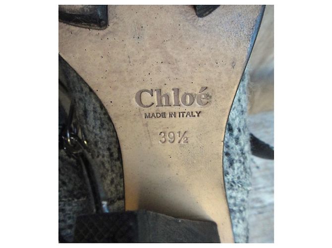 Stivaletti Chloé in pelle e feltro grigio - vista 6