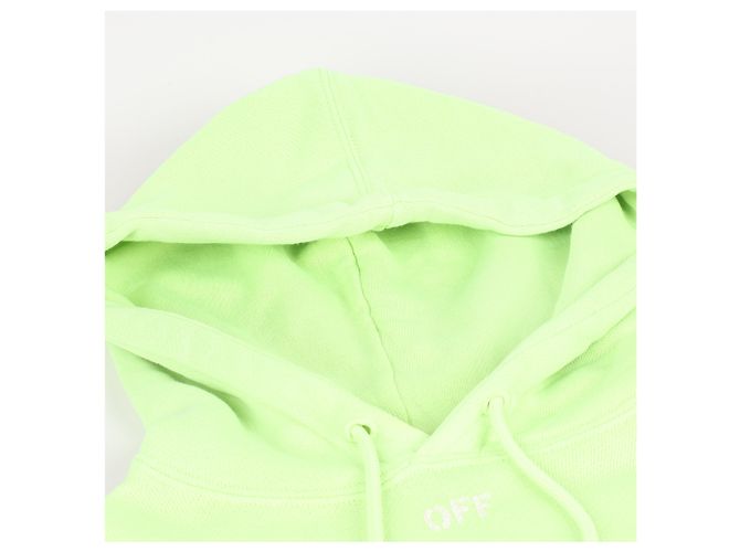 Off White Felpa con cappuccio logo freccia OFF-WHITE in verde lime - vista 3