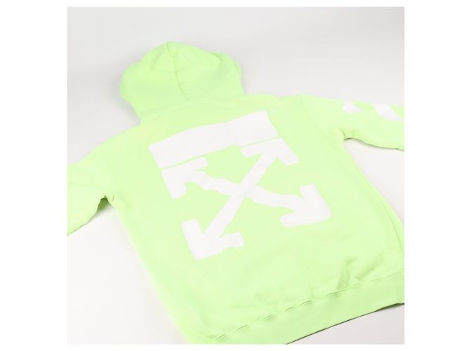 Off White Felpa con cappuccio logo freccia OFF-WHITE in verde lime - vista 8