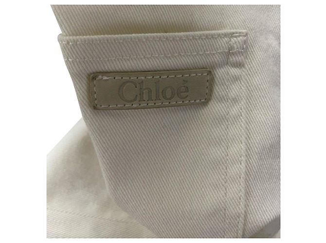 Jeans de pierna ancha Chloé en algodón crema - vista 3