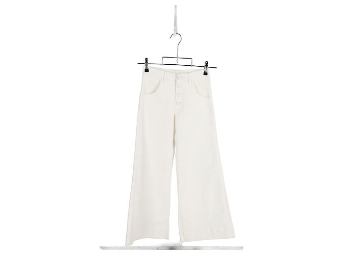 Jeans de pierna ancha Chloé en algodón crema - vista 4