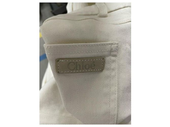 Jeans de pierna ancha Chloé en algodón crema - vista 6
