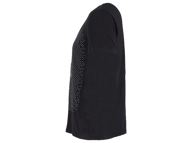 Camiseta de cuello redondo de algodón negro con estampado de calavera óptica Alexander McQueen - vista 2