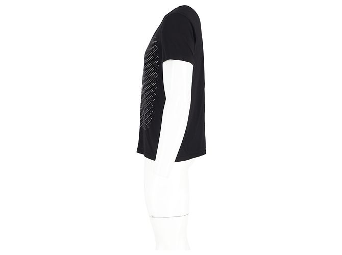 Camiseta de cuello redondo de algodón negro con estampado de calavera óptica Alexander McQueen - vista 5