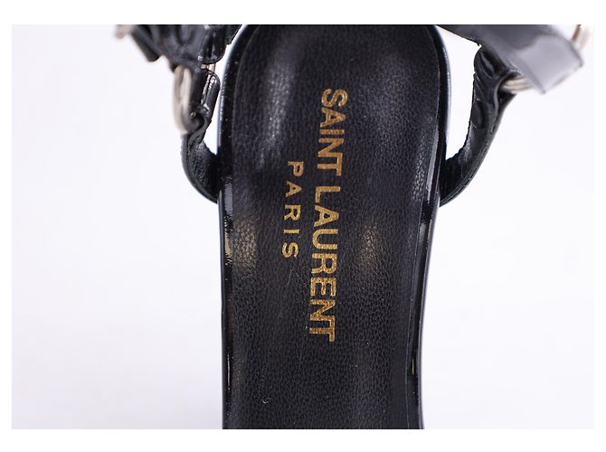 Saint Laurent Ankle Cage Strap Heels aus schwarzem Lackleder - Ansicht 18