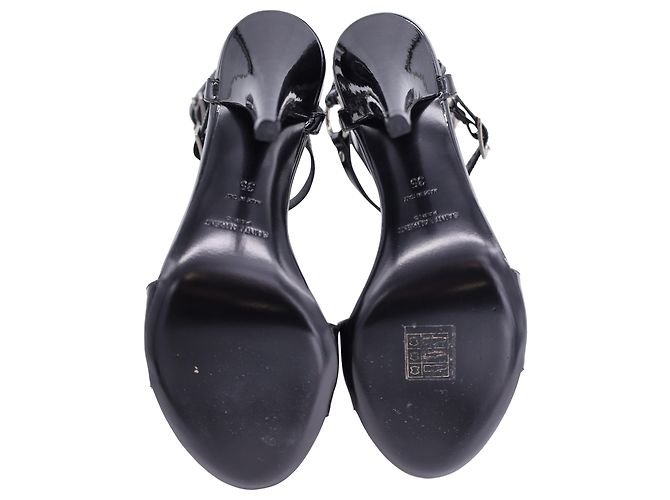 Saint Laurent Ankle Cage Strap Heels aus schwarzem Lackleder - Ansicht 7