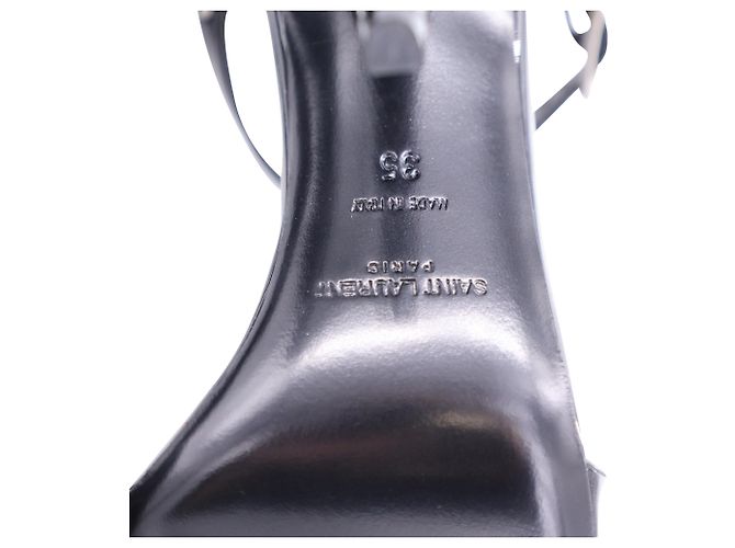 Saint Laurent Ankle Cage Strap Heels aus schwarzem Lackleder - Ansicht 8