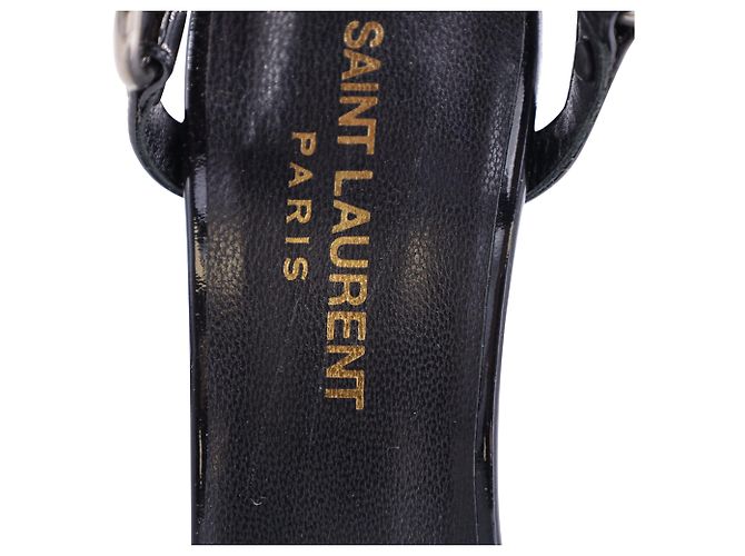 Saint Laurent Ankle Cage Strap Heels aus schwarzem Lackleder - Ansicht 9