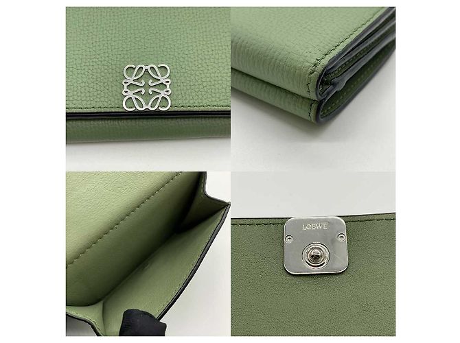 Cartera compacta de cuero Loewe trifold verde - vista 4