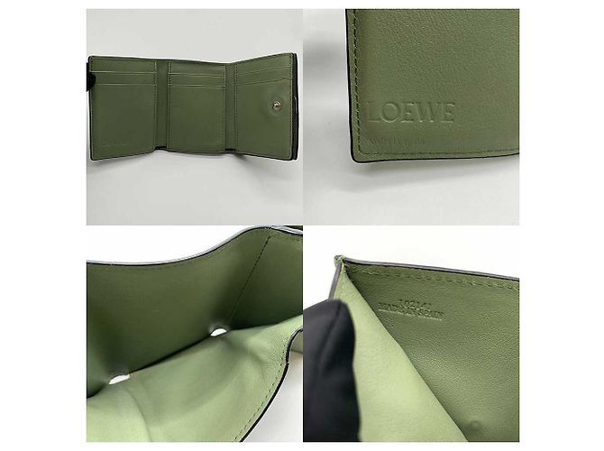 Cartera compacta de cuero Loewe trifold verde - vista 5