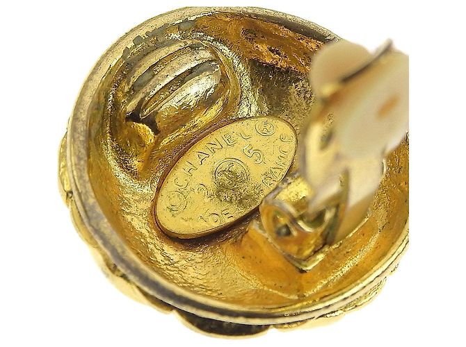 Orecchini vintage matelassé con il logo Chanel Coco Mark D'oro - vista 5