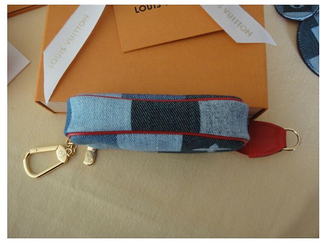 Louis Vuitton, Pochette Accessoires in tela Monogram Denim Rosso Blu - vista 5