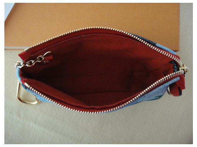 Louis Vuitton, Pochette Accessoires in tela Monogram Denim Rosso Blu - vista 6