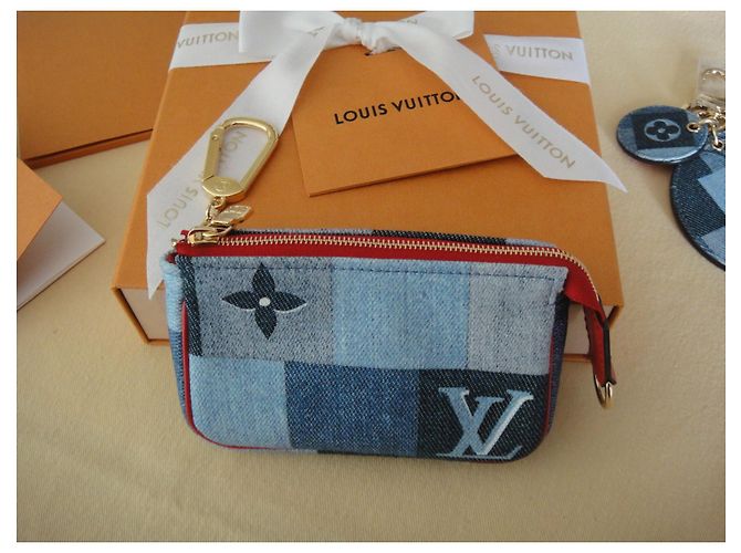 Louis Vuitton, Pochette Accessoires in tela Monogram Denim Rosso Blu - vista 7