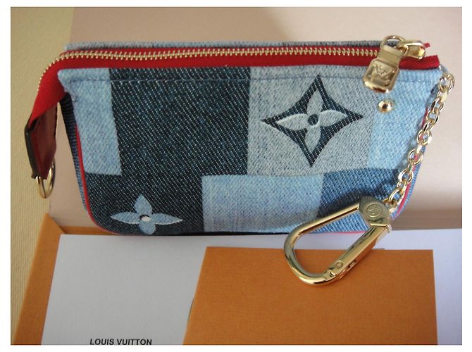 Louis Vuitton, Pochette Accessoires in tela Monogram Denim Rosso Blu - vista 8