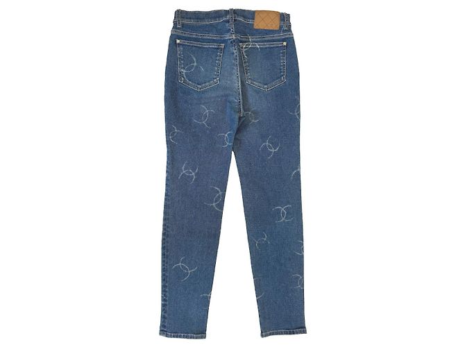 Vaqueros Chanel de mezclilla azul slim stretch con logo CC - vista 2