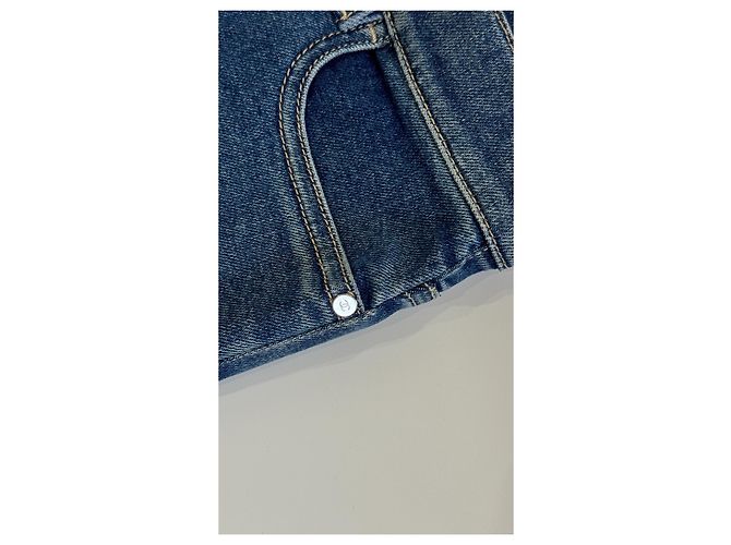 Vaqueros Chanel de mezclilla azul slim stretch con logo CC - vista 7