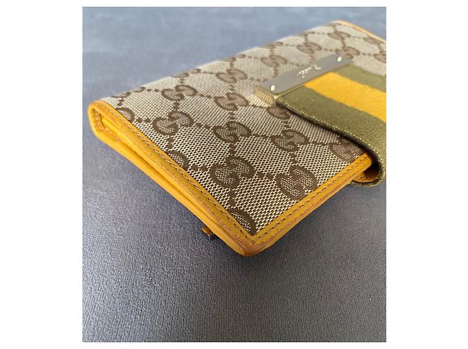 Cartera Gucci GG Canvas Bi Fold Web Beige - vista 4