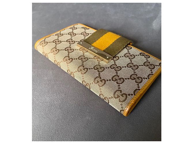Cartera Gucci GG Canvas Bi Fold Web Beige - vista 5