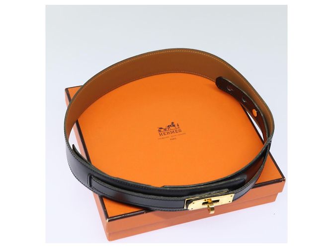 Hermès HERMES Kelly Gürtel Leder 33,9"" schwarz Auth 81121 - Ansicht 12